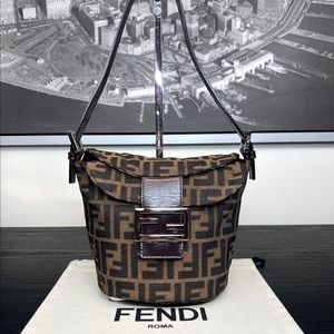 Fendi Zucca Vintage Y2k Baguette Small Flap Bucket Purse Bag